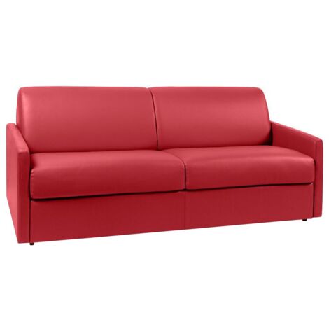 Divano letto 4 posti a ribalta in similpelle Rosso - Larghezza Materasso 160 cm - Spessore da 22 cm - CALIFE