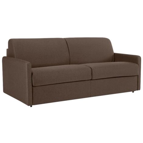 Divano letto 4 posti a ribalta in Tessuto Marrone - Larghezza Materasso 160 cm - Spessore 22 cm - CALIFE