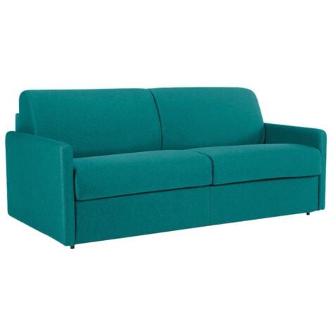 Divano letto 4 posti a ribalta in Tessuto Turchese - Larghezza Materasso 160 cm - Spessore 22 cm - CALIFE