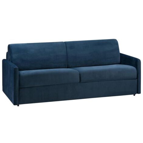 Divano letto 4 posti a ribalta in velluto Blu notte - Larghezza Materasso 160 cm - Spessore 22 cm - CALIFE