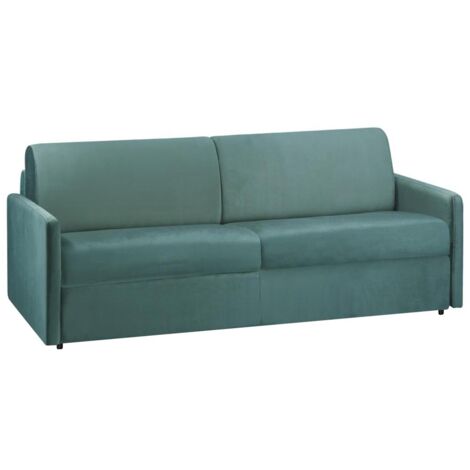 Divano letto 4 posti a ribalta in velluto Verde menta - Larghezza Materasso 160 cm - Spessore 22 cm - CALIFE
