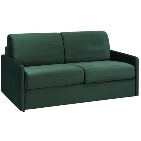 Divano letto 4 posti a ribalta in velluto Verde scuro - Larghezza Materasso 160 cm - Spessore 22 cm - CALIFE