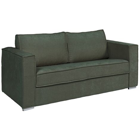 Divano letto 4 posti a ribalta letto 160 cm Materasso 14 cm in Tessuto testurizzato Verde Posto - LORETO