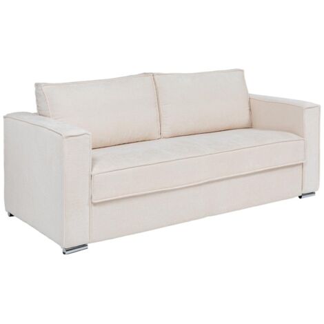 Divano letto 4 posti a ribalta Posto letto 160 cm Materasso 14 cm in Tessuto testurizzato Beige - LORETO