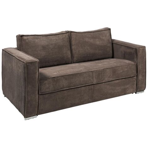 Divano letto 4 posti a ribalta Posto letto 160 cm Materasso 14 cm in Velluto a coste Marrone - LORETO