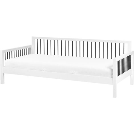 Divano letto 90 x 200 cm con struttura a doghe legno bianco e metallo Tricot