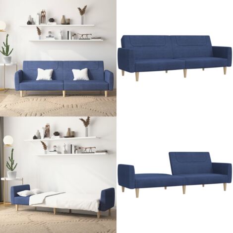 Divano Letto a 2 Posti Blu in Tessuto - Letto a 2 posti - Divano letto in tessuto