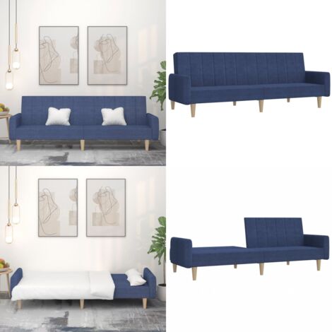 Divano Letto a 2 Posti Blu in Tessuto - Letto a due posti - Divano a due posti