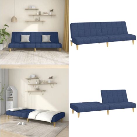 Divano Letto a 2 Posti Blu in Tessuto - Letto a due posti - Divano a due posti