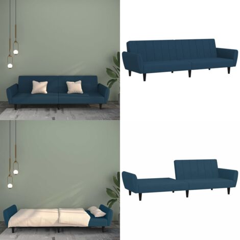 Divano Letto a 2 Posti Blu in Velluto - Divano a 2 posti - Letto a 2 posti
