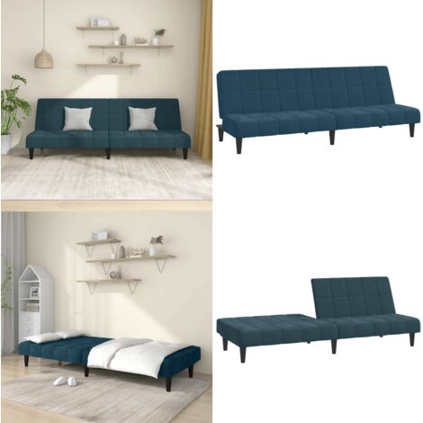 Divano Letto a 2 Posti Blu in Velluto - Divano a 2 posti - Letto a 2 posti