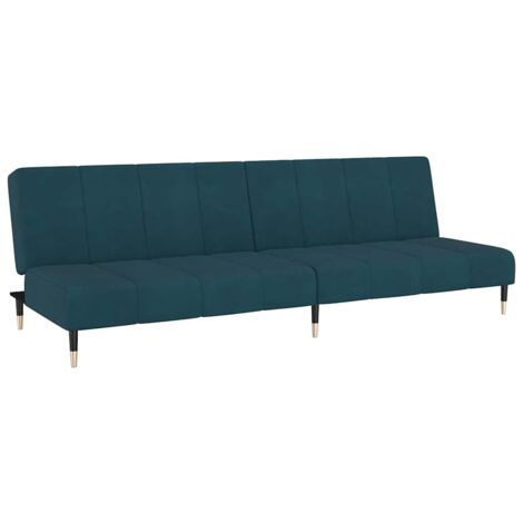 Divano Letto a 2 Posti Blu in Velluto vidaXL 144871