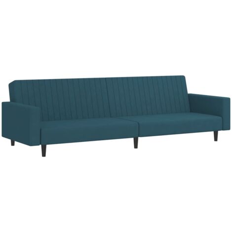 Divano Letto a 2 Posti Blu in Velluto vidaXL 660092