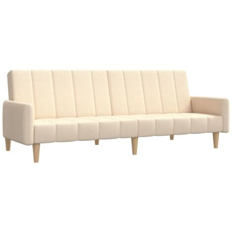 Divano Letto a 2 Posti Crema in Tessuto vidaXL 435764