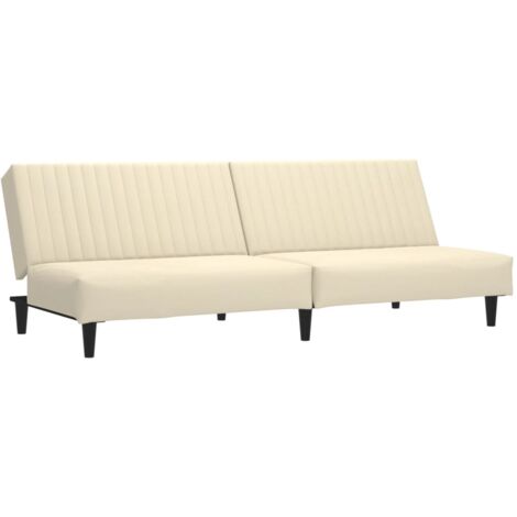 Divano Letto a 2 Posti Crema in Velluto vidaXL 192616