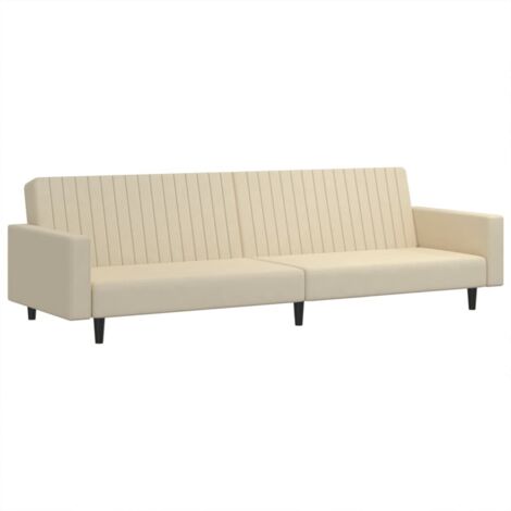 Divano Letto a 2 Posti Crema in Velluto vidaXL 388500