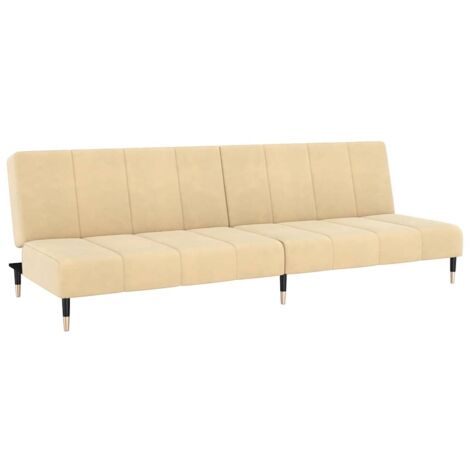 Divano Letto a 2 Posti Crema in Velluto vidaXL 427421