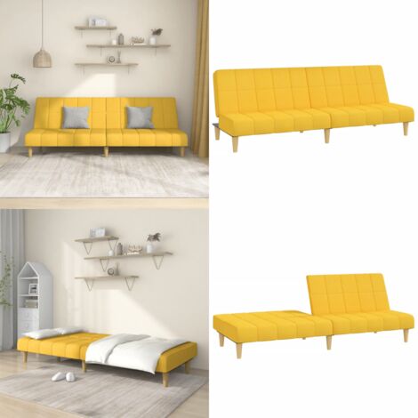 Divano Letto a 2 Posti Giallo in Tessuto - Letto a due posti - Divano a due posti