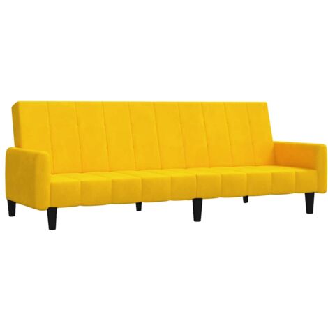 Divano Letto a 2 Posti Giallo in Velluto vidaXL 656877
