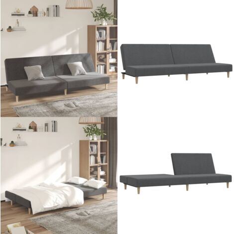 Divano Letto a 2 Posti Grigio Chiaro in Tessuto - Letto a 2 posti - Divano letto 2 in 1