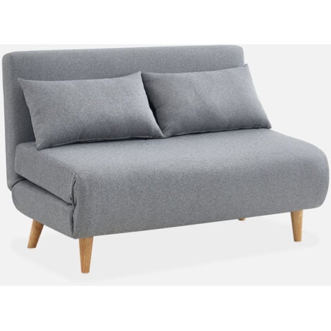 SWEEEK Divano letto a 2 posti in tessuto, gambe in legno