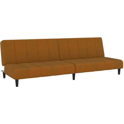 Divano Letto a 2 Posti Marrone in Velluto vidaXL 132376