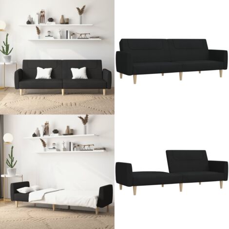 Divano Letto a 2 Posti Nero in Tessuto - Divano a 2 posti - Letto a 2 posti