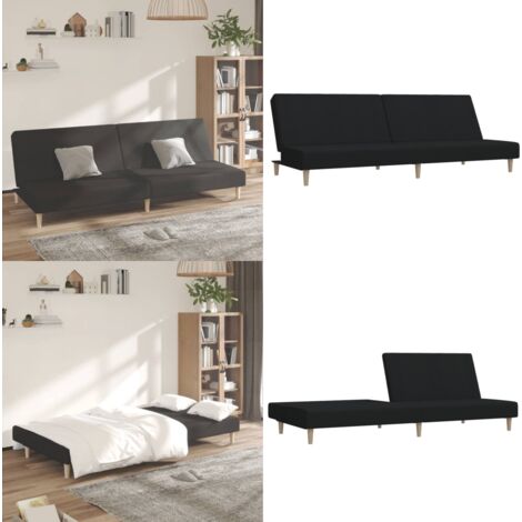 Divano Letto a 2 Posti Nero in Tessuto - Letto a due posti - Divano a due posti