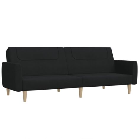 Divano Letto a 2 Posti Nero in Tessuto vidaXL 304556