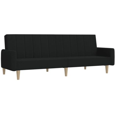 Divano Letto a 2 Posti Nero in Tessuto vidaXL 387042