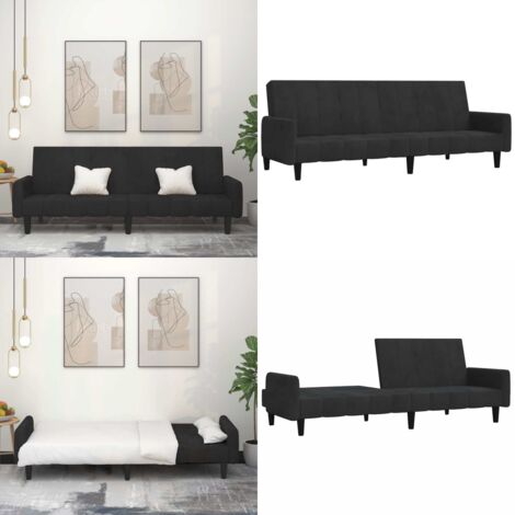 Divano Letto a 2 Posti Nero in Velluto - Divano a 2 posti - Letto a 2 posti