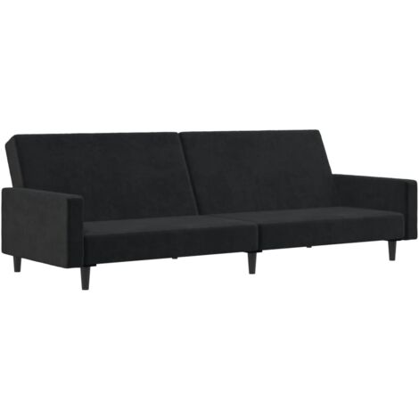 Divano Letto a 2 Posti Nero in Velluto vidaXL 310826