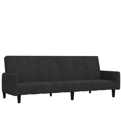 Divano Letto a 2 Posti Nero in Velluto vidaXL 474737