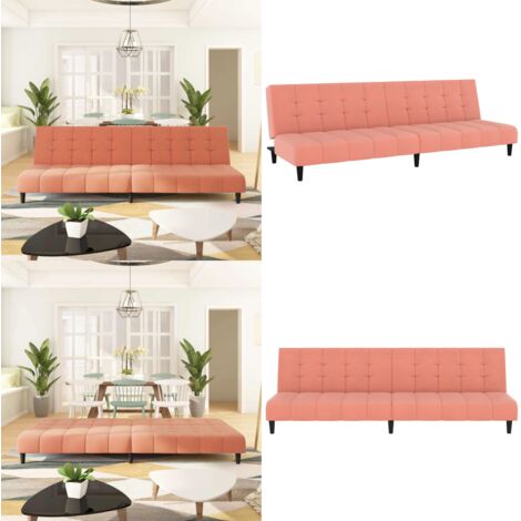 Divano Letto a 2 Posti Rosa in Velluto - Divano letto rosa - Divano letto 2 posti