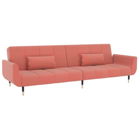 Divano letto a 2 posti Soggiorno Letto per ospiti trasformabile Divano letto pieghevole per soggiorno Casa per interni con due cuscini Velluto rosa 020020657