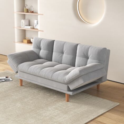 Divano letto a 3 posti in tessuto grigio chiaro KALMAR