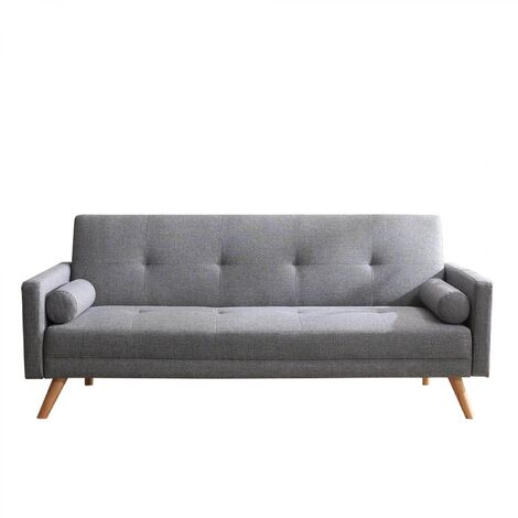 Divano letto a 3 posti in tessuto grigio  WOODEN