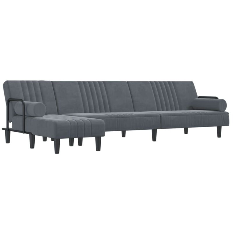 Vidaxl Divano Letto A L Grigio Scuro 260x140x70 Cm In Velluto