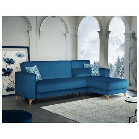 Divano letto ad angolo 225x151 cm colore blu - Trebbia