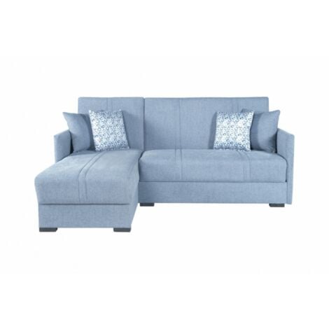 Divano letto ad angolo in tessuto colore azzurro - Spinea