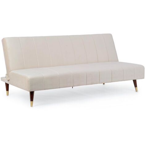 Divano-Letto Alma 3 posti Beige  effetto velluto 180x88x82h cm