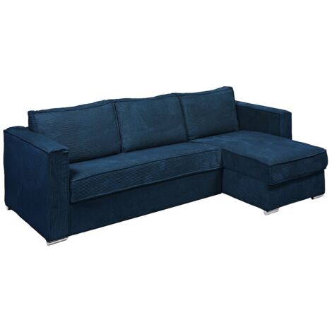 Divano letto angolare a ribalta angolo reversibile Posto letto 140 Materasso 22 memory foam in Velluto Blu notte - LORETO