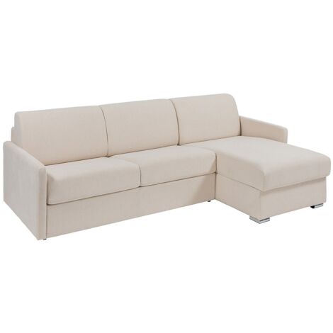 Divano letto angolare a ribalta Posto letto 140 cm Materasso 22 cm memory foam in Tessuto Beige - CALIFE