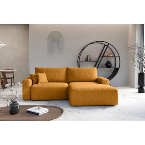 Divano letto angolare destro con vano contenitore Soho in senape del produttore - VINOTTI