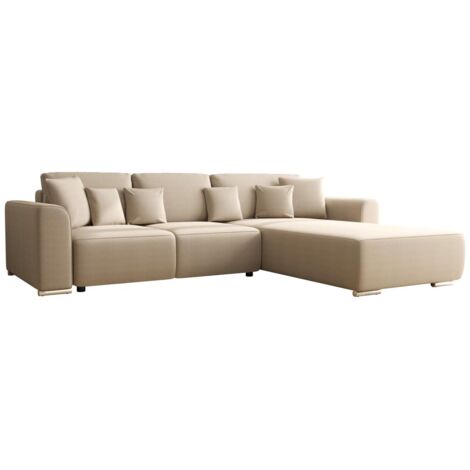 Divano letto angolare e reversibile in Tessuto Beige - MELTANA
