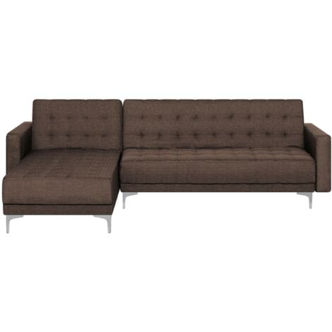 Divano letto angolare in tessuto marrone scuro versione destra Aberdeen