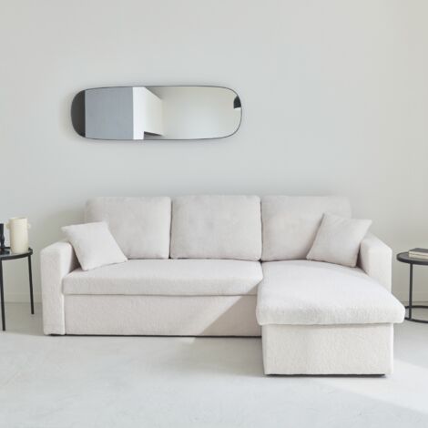 Divano letto angolare reversibile in bouclé, 3 posti