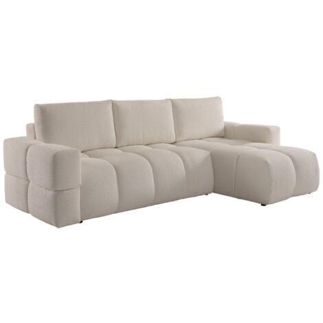 Divano letto angolare reversibile in Tessuto bouclette Beige - ISSORO