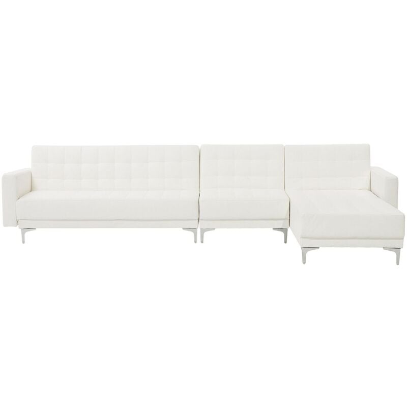 Divano letto angolare xxl in pelle sintetica bianco sinistro Aberdeen