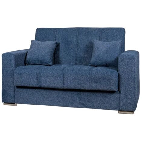 divano letto "atena" 2 posti in tessuto blu scuro, 158x85x92 cm